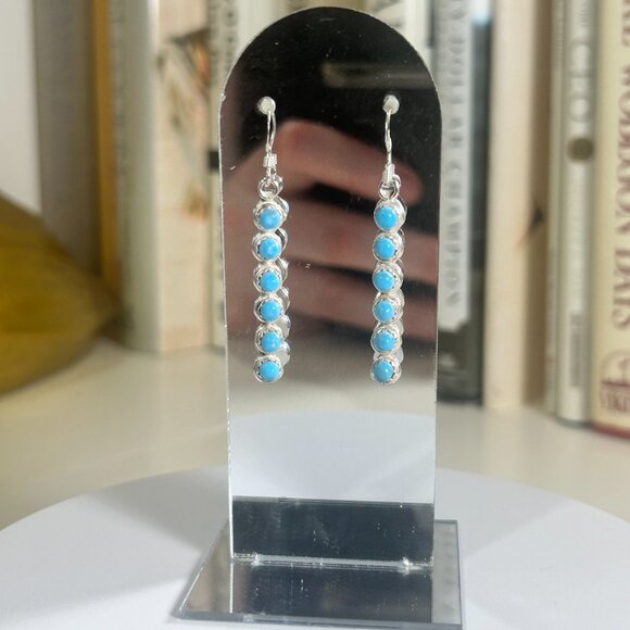 💎 Turquoise Delicate Drop Earrings - Unique Handmade Sterling Silver Jewelry - Picture 9 of 12